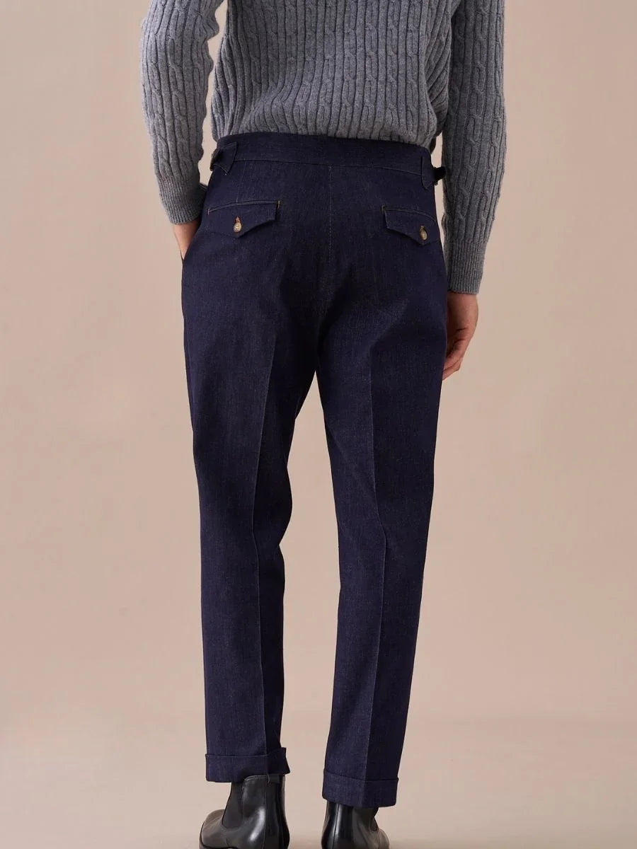 Arezzo – Pantalon en denim taille haute à double plis