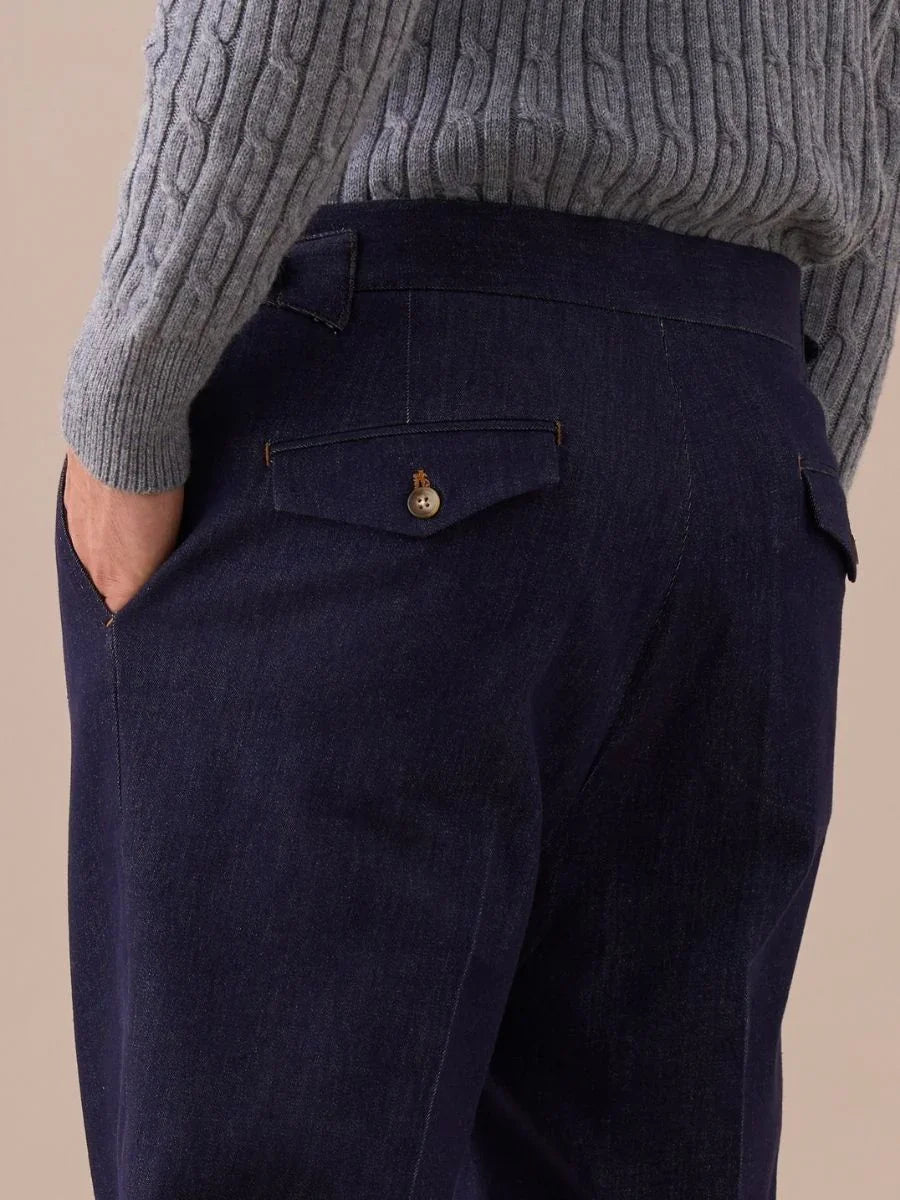 Arezzo – Pantalon en denim taille haute à double plis