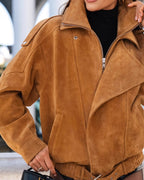 Veste vintage en daim drapée