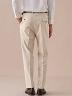 Livorno – Pantalon taille haute à double plis avec passants de ceinture
