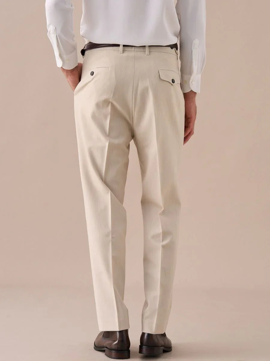 Livorno – Pantalon taille haute à double plis avec passants de ceinture