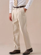Livorno – Pantalon taille haute à double plis avec passants de ceinture