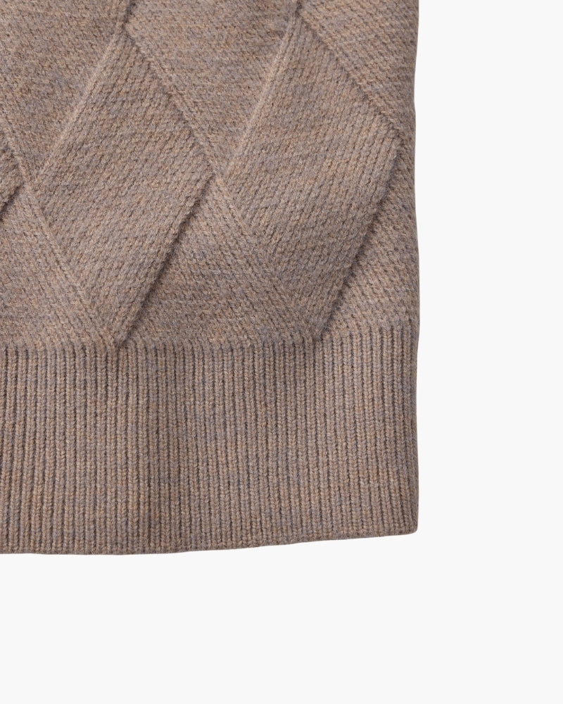 Pull en maille diamant à col rond