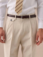 Livorno – Pantalon taille haute à double plis avec passants de ceinture