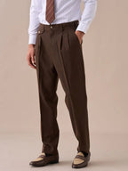 Livorno – Pantalon taille haute à double plis avec passants de ceinture