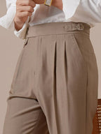 Durvo Pantalon taille haute à double plis