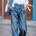 Jeans rétro taille haute à coupe large