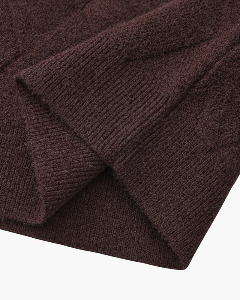 Pull en maille diamant à col rond