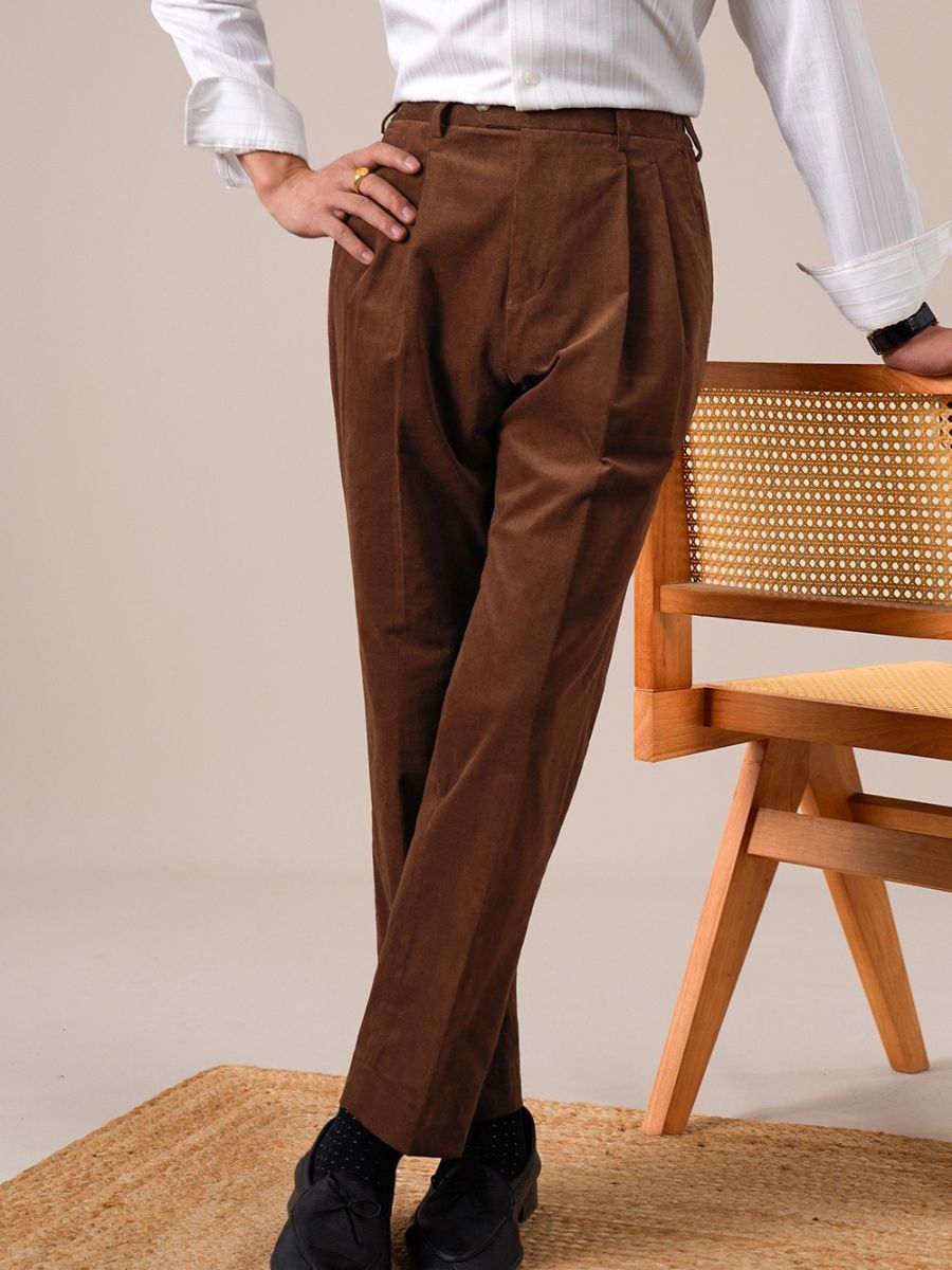 Pantalon en velours côtelé taille haute Luni