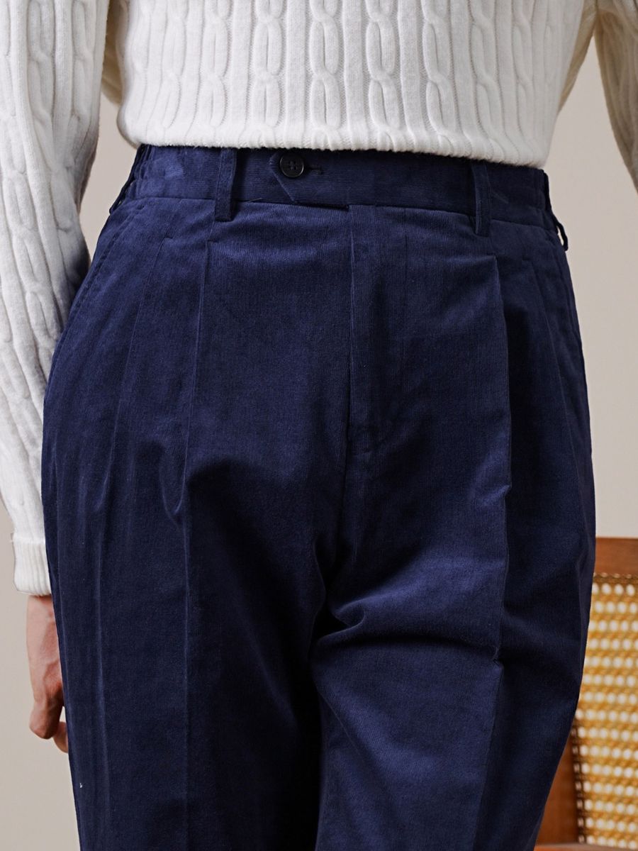 Pantalon en velours côtelé taille haute Luni