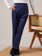 Pantalon en velours côtelé taille haute Luni