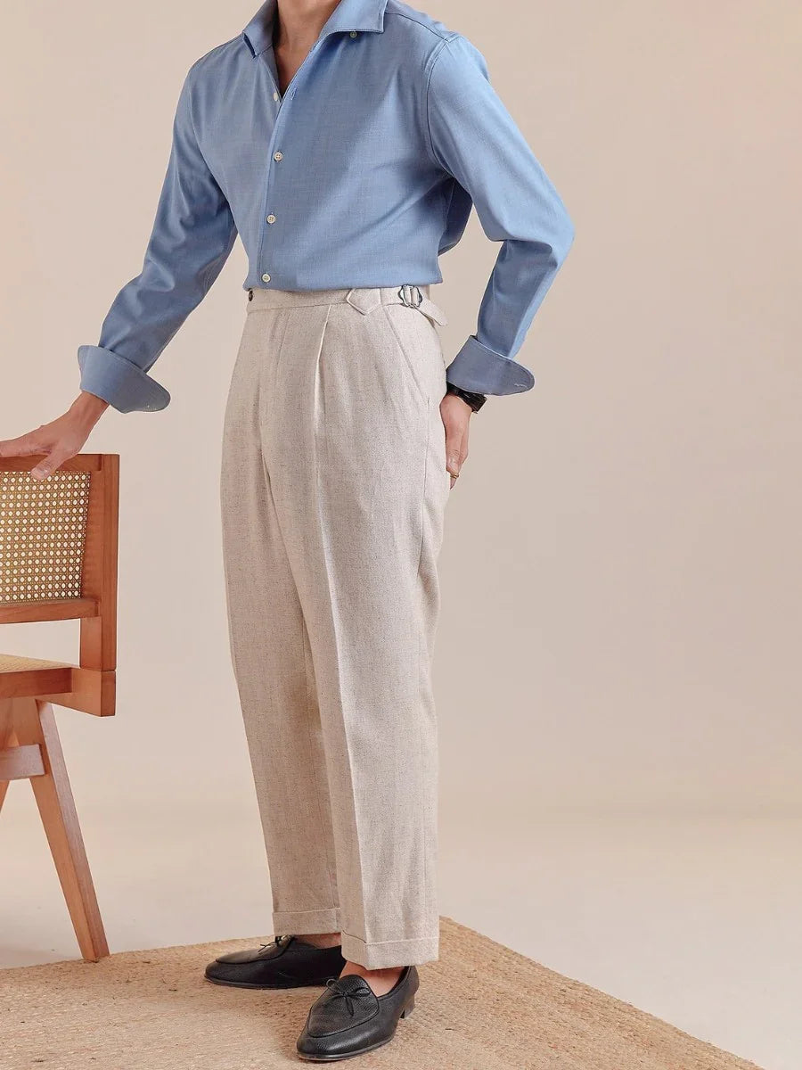 Portofino Pantalon en lin plissé haut de gamme