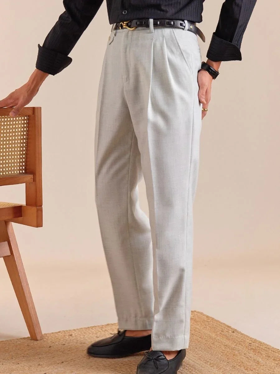 Pantalon à double pli avec passants de ceinture