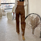 Pantalon en cuir drapé rétro