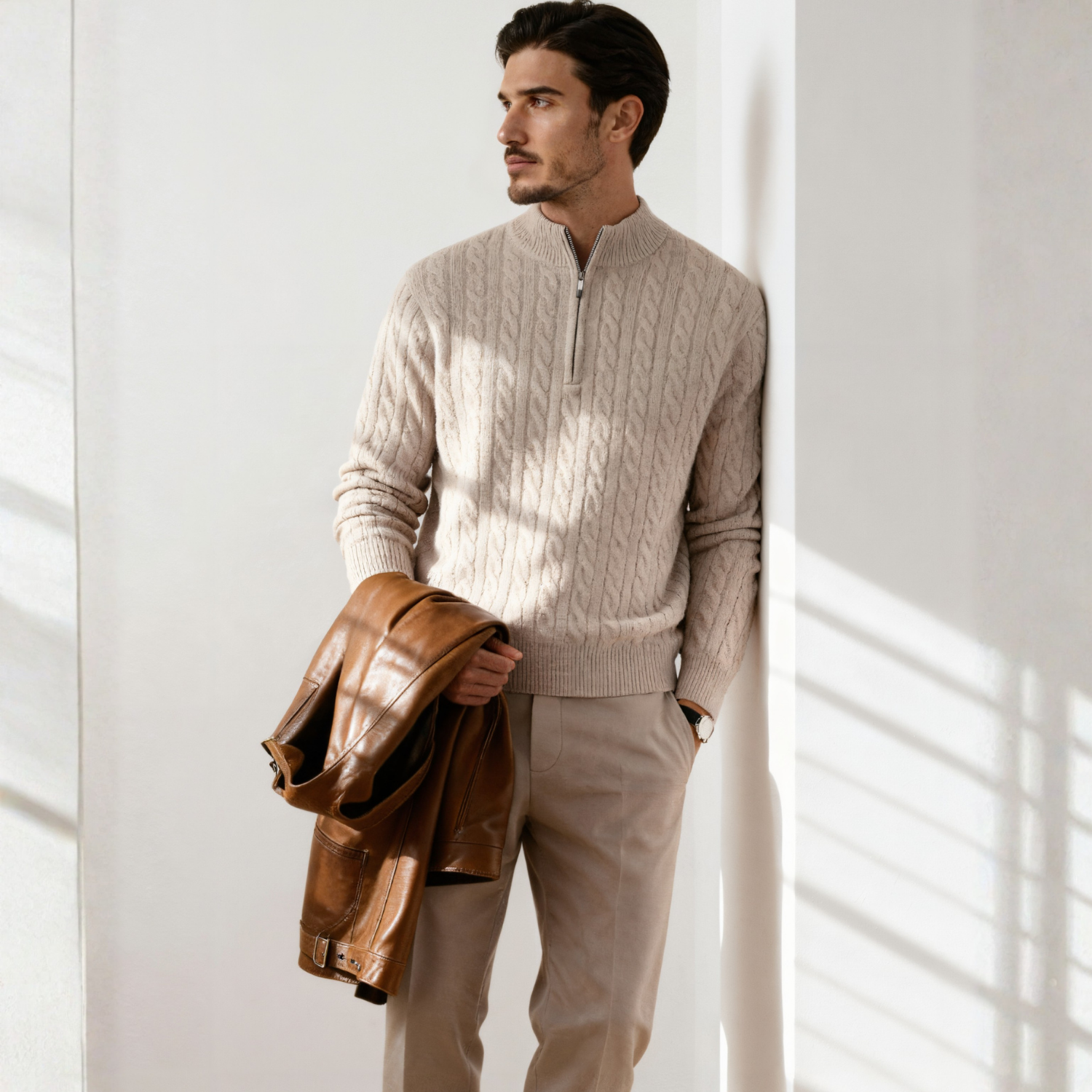 Pull en cachemire demi-zip