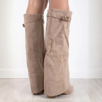 Bottes hautes à talon compensé