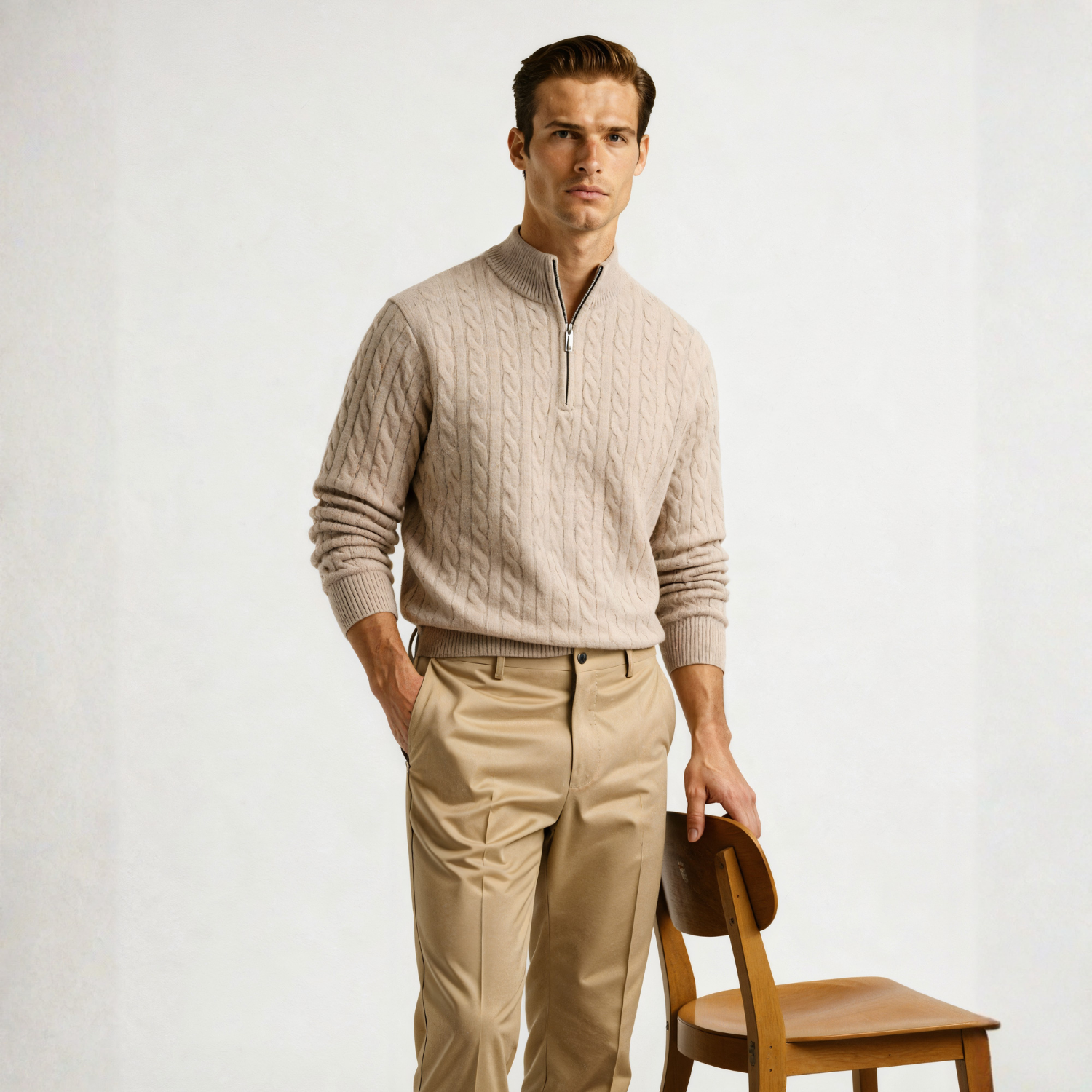Pull en cachemire demi-zip