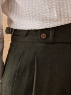 Capri Pantalon en lin taille haute