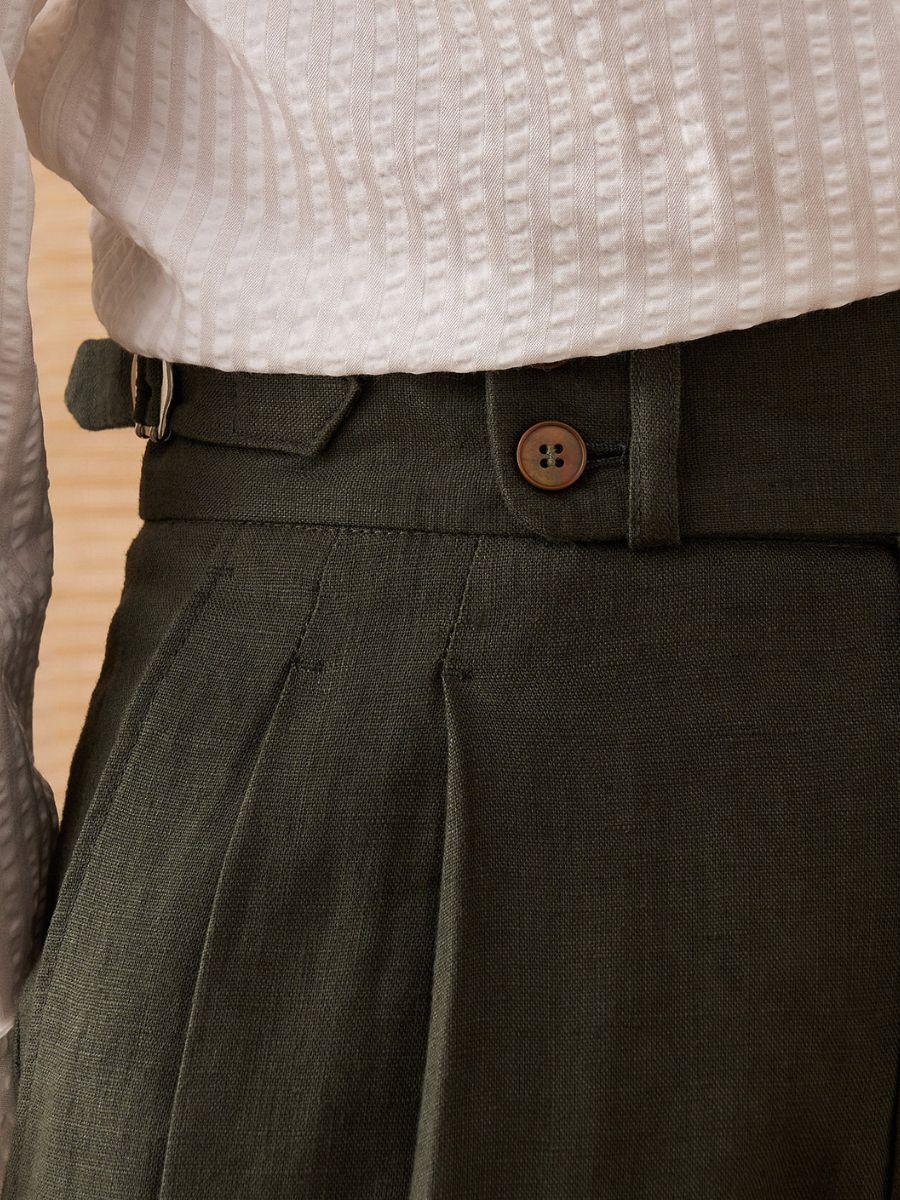 Capri Pantalon en lin taille haute