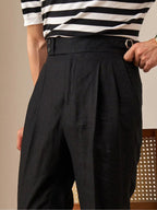 Capri Pantalon en lin taille haute