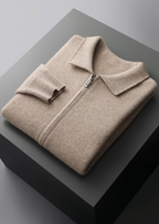 Polo zippé en laine mérinos extra-fine