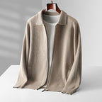 Polo zippé en laine mérinos extra-fine