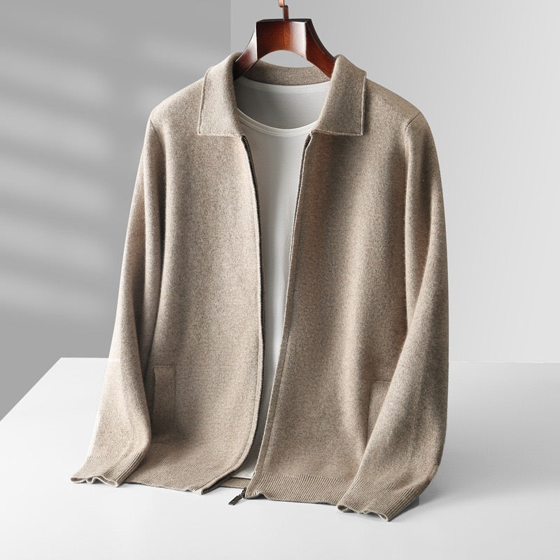Polo zippé en laine mérinos extra-fine