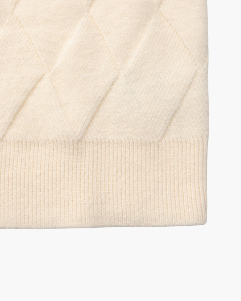 Pull en maille diamant à col rond