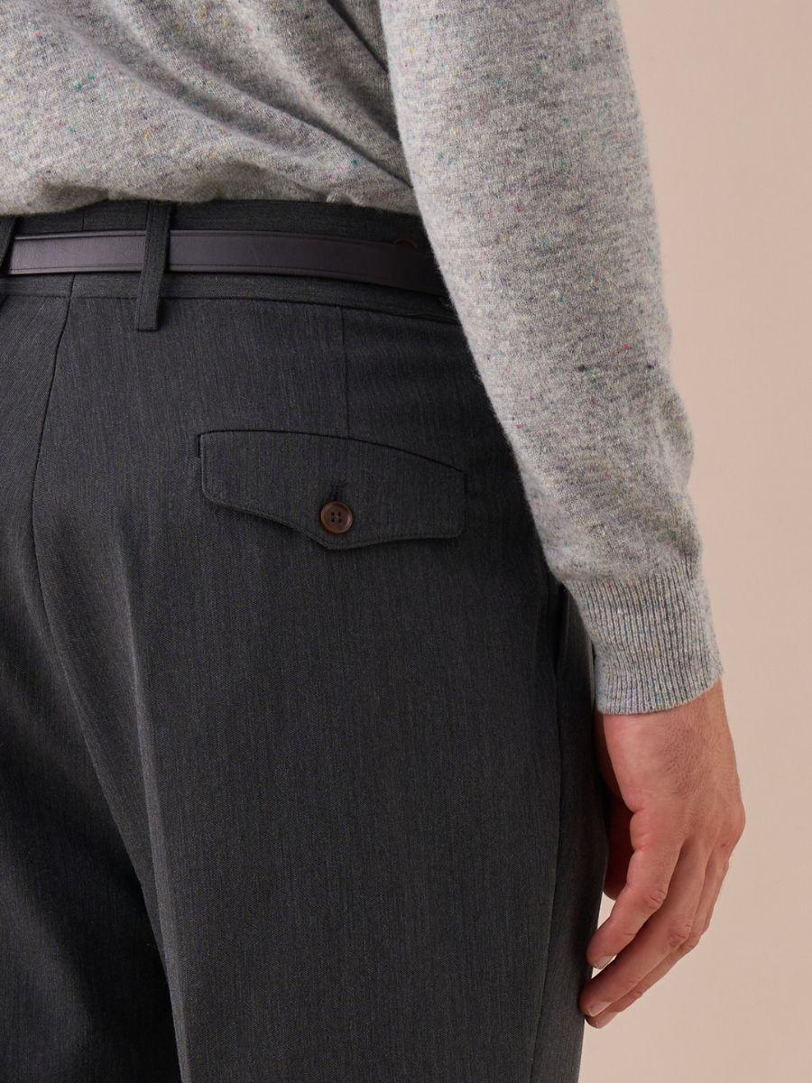 Livorno – Pantalon taille haute à double plis avec passants de ceinture