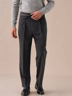 Livorno – Pantalon taille haute à double plis avec passants de ceinture