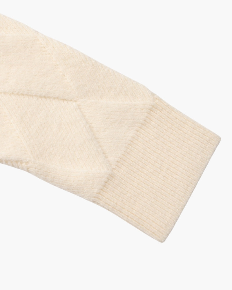 Pull en maille diamant à col rond