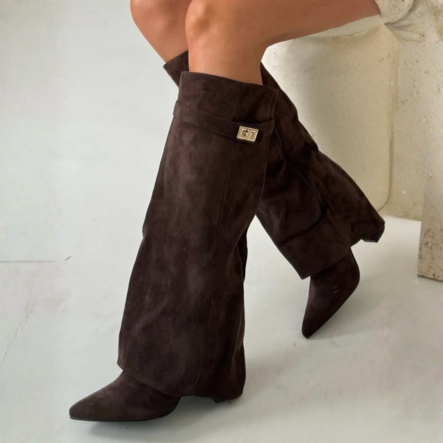 Bottes hautes à talon compensé