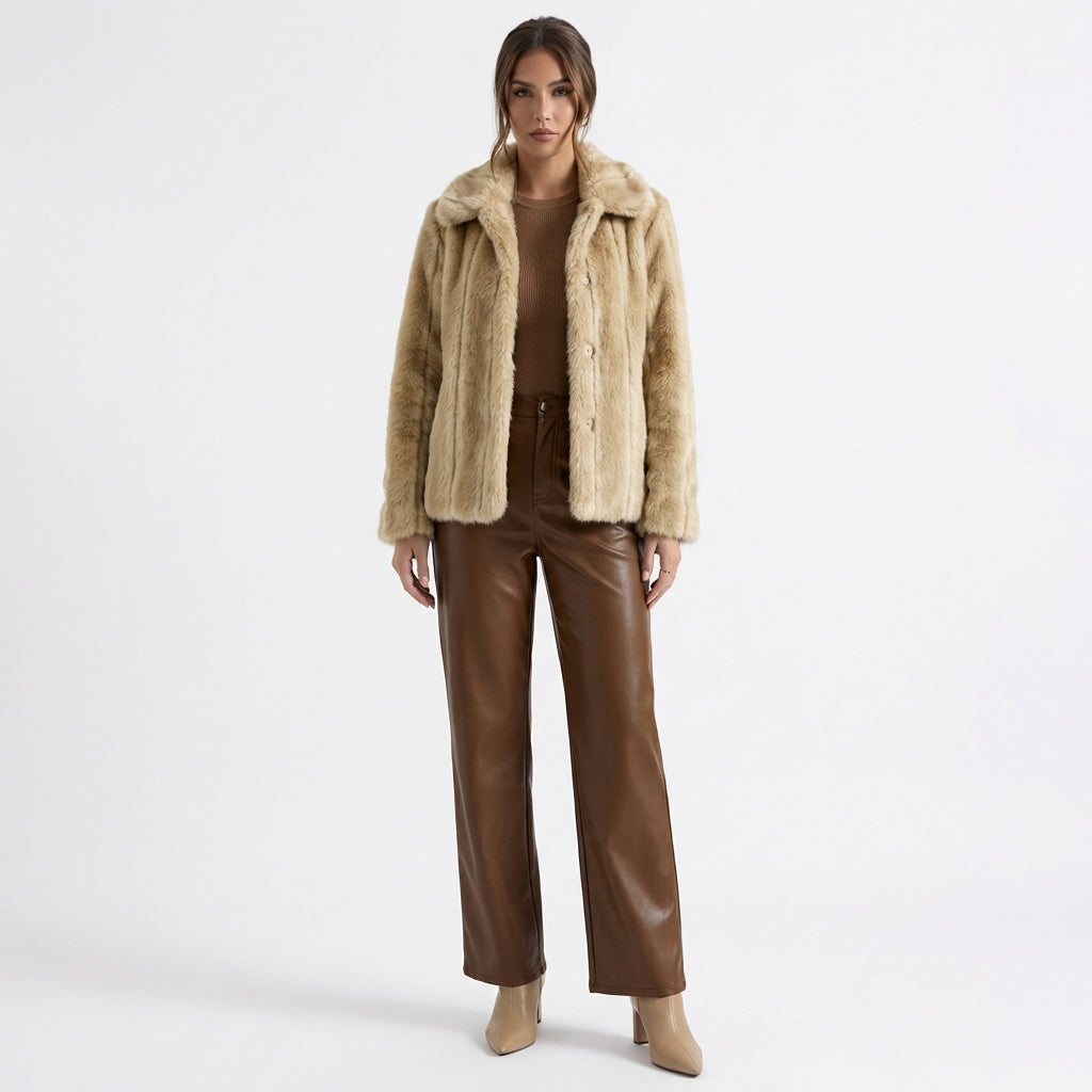 Pantalon en cuir drapé rétro