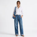 Jeans rétro taille haute à coupe large