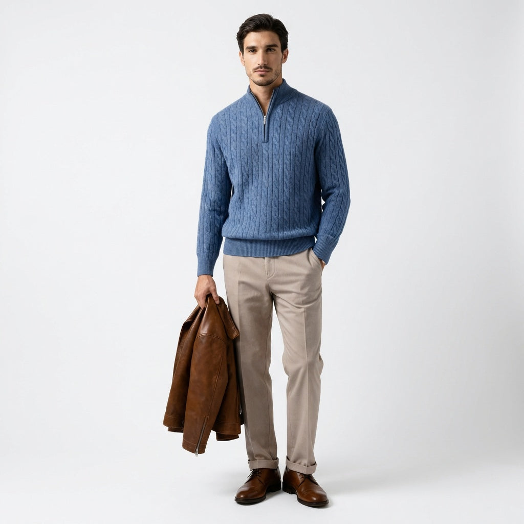 Pull en cachemire demi-zip