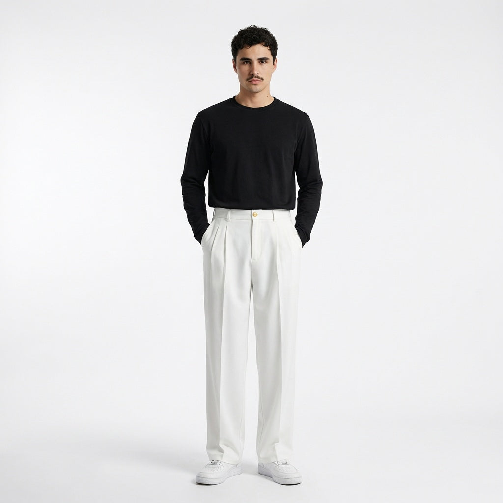 Pantalon classique ivoire