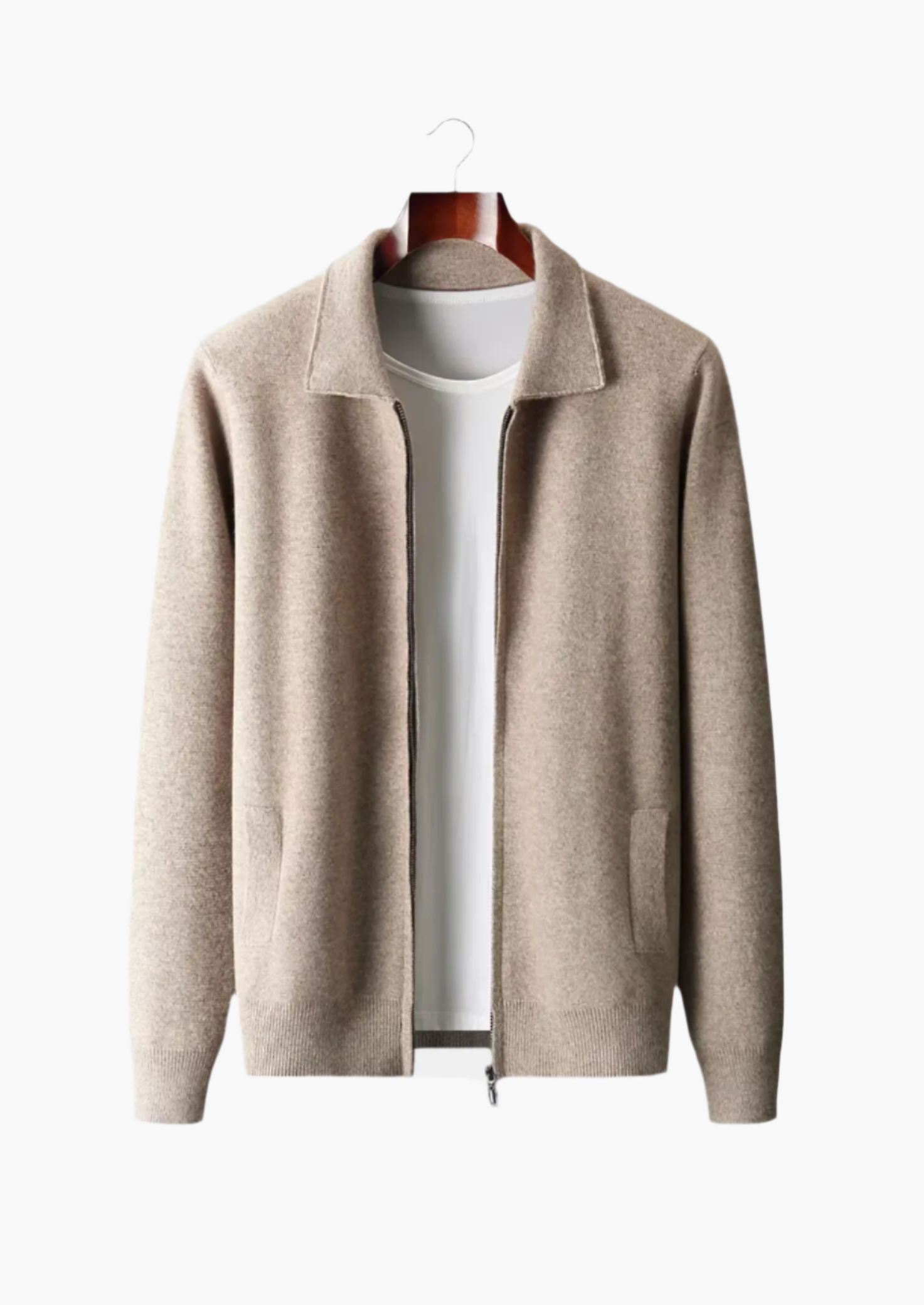 Polo zippé en laine mérinos extra-fine