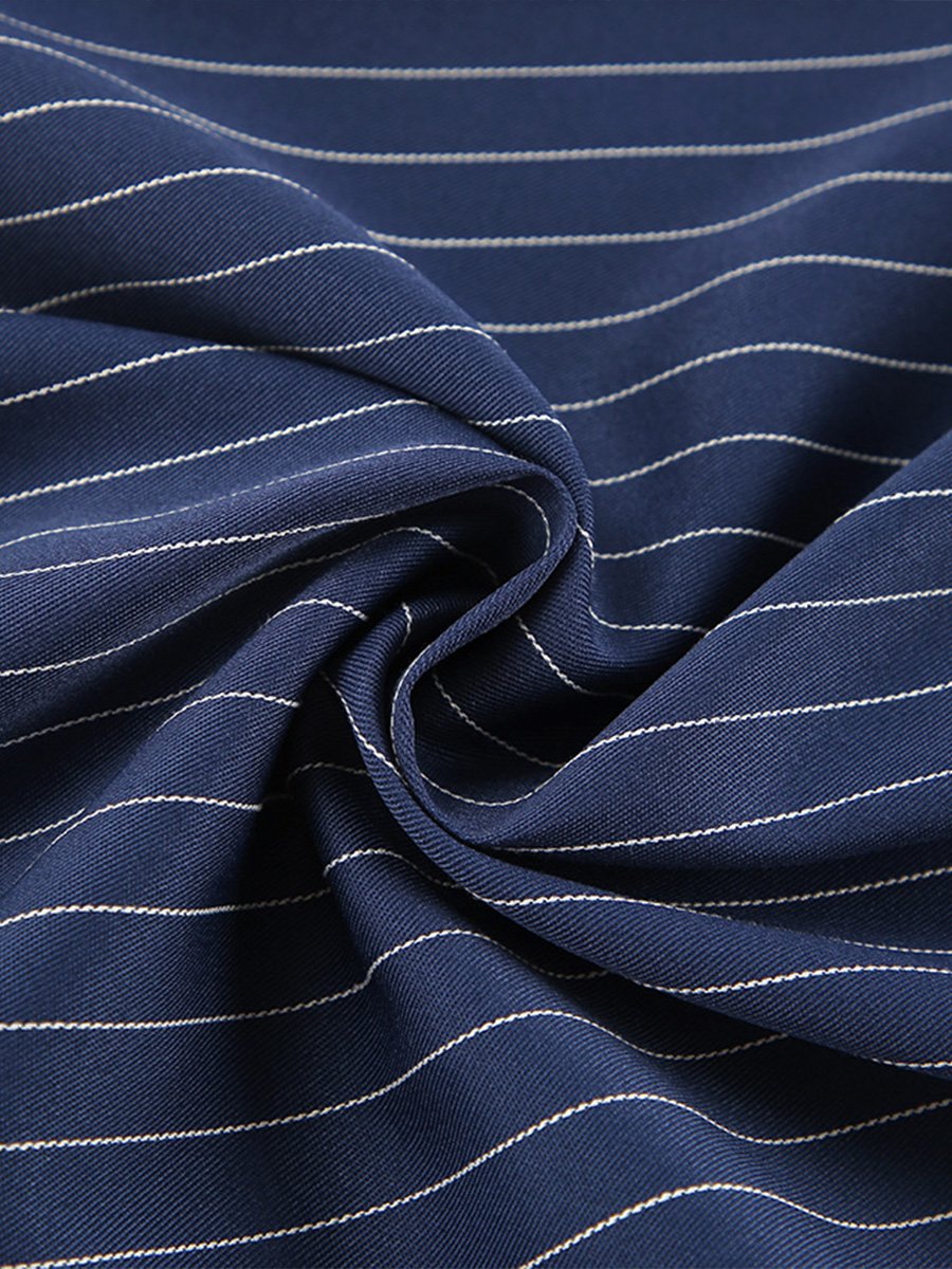 Pantalon large à rayures bleu marine