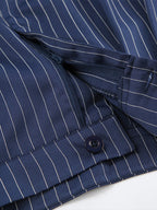 Pantalon large à rayures bleu marine