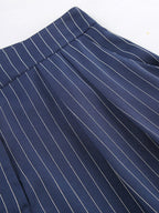 Pantalon large à rayures bleu marine