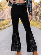 Pantalon taille haute en dentelle patchwork