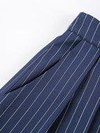 Pantalon large à rayures bleu marine
